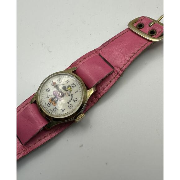 Vintage Disney Minnie Mouse Bradley Swiss 23 Watch Not Tested Pink - Picture 3 of 8